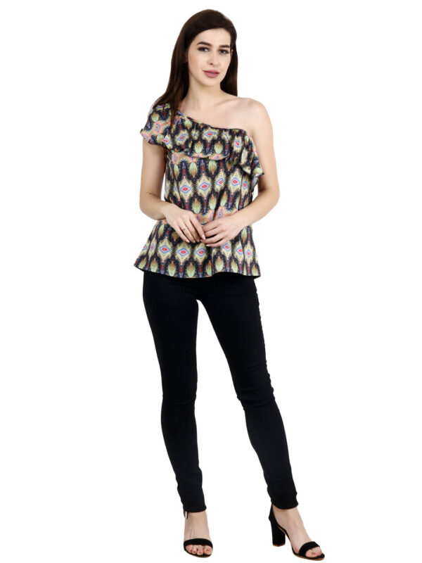 One Shoulder Top with Strap Designer Animal Print hazelglow