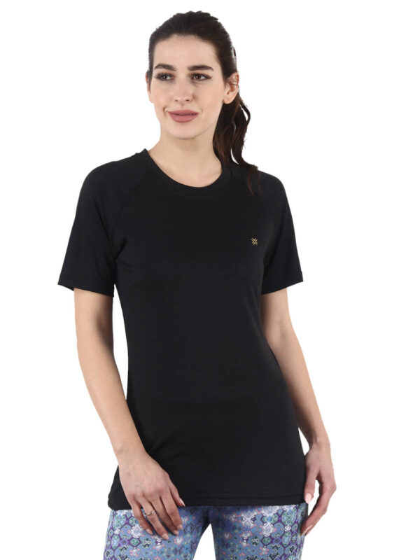 Black T-Shirt for Womens Regular Fit Half Sleeve,