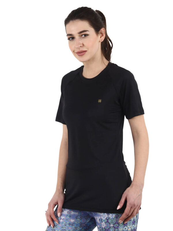 Black T-Shirt for Womens Regular Fit Half Sleeve D-4 hazelglow