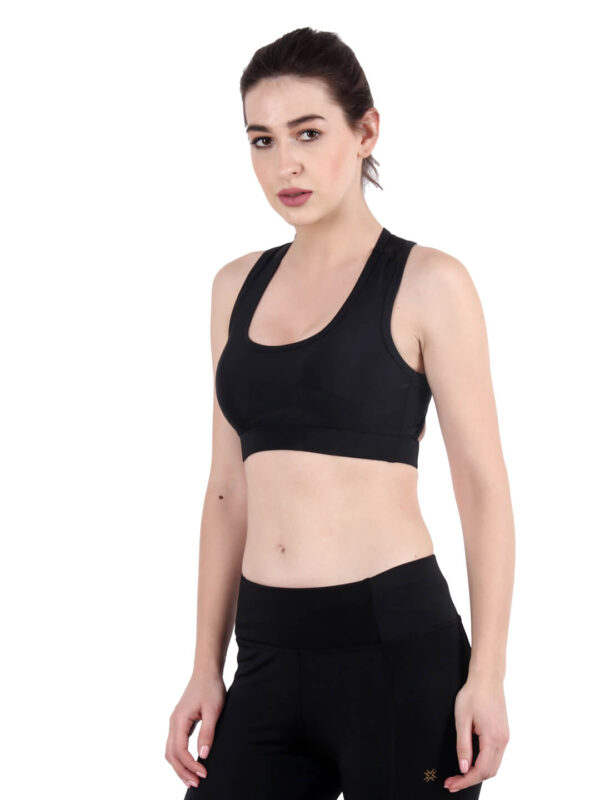 Black Active Wear Sporty Top D-2 hazelglow