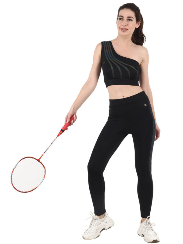 One Shoulder Sporty Top Reflector Print Active Wear D-1 hazelglow