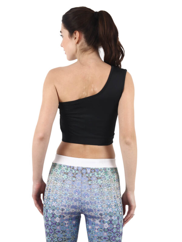 One Shoulder Sporty Top Reflector Print Active Wear D-1 hazelglow