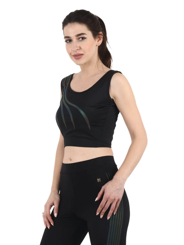 Reflector Print Active Wear Sporty Top D-5 hazelglow