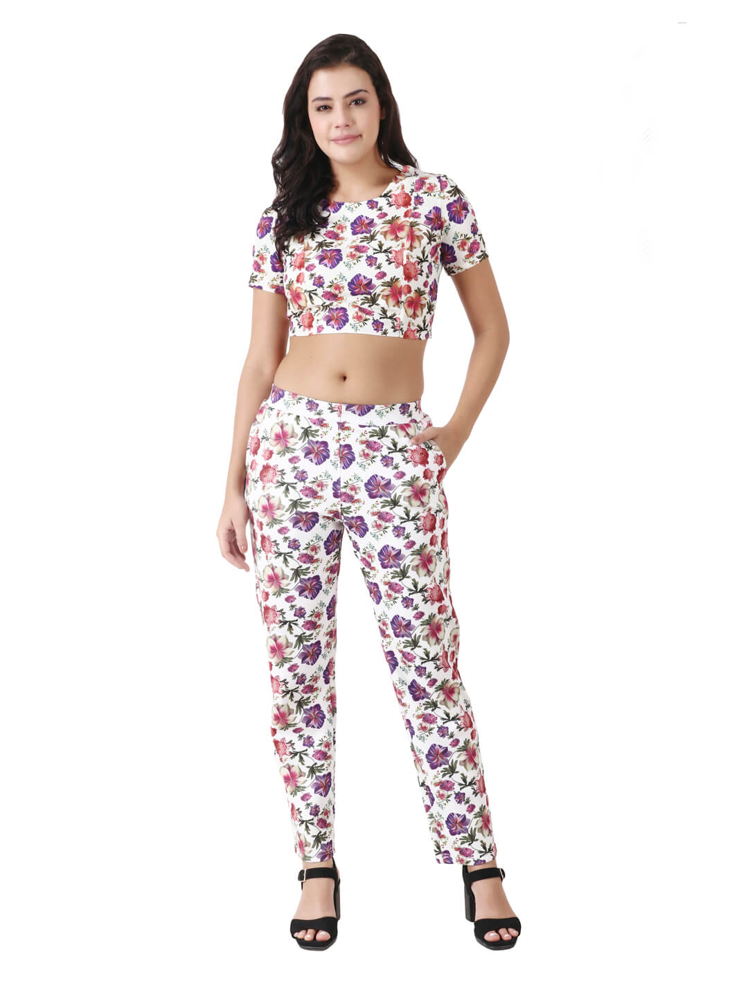 Floral Print Pant,Women's Designer Floral Print Trouser Pant