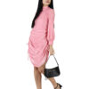 Ruched Dress with Sleeves Pink by hazelglow