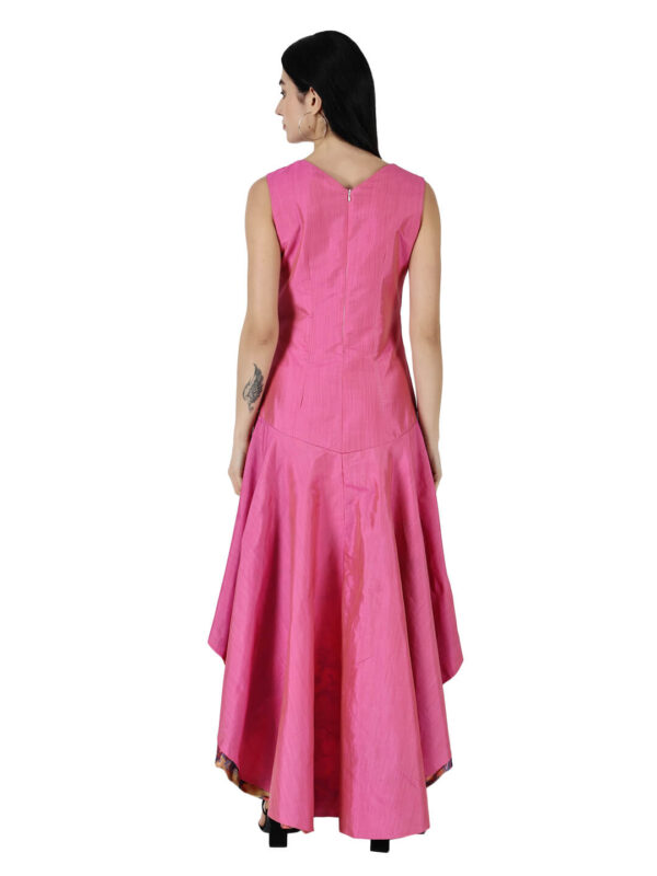 Fit and Flare High Low Party Dress Voyage Designer Print hazelglow