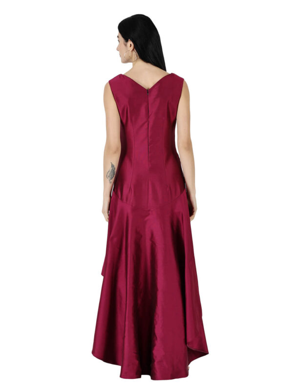 Women Solid Fit and Flare Low High Dress hazelglow 05 Fit and Flare Low High Dress for Girls Glamorous Style hazelglow